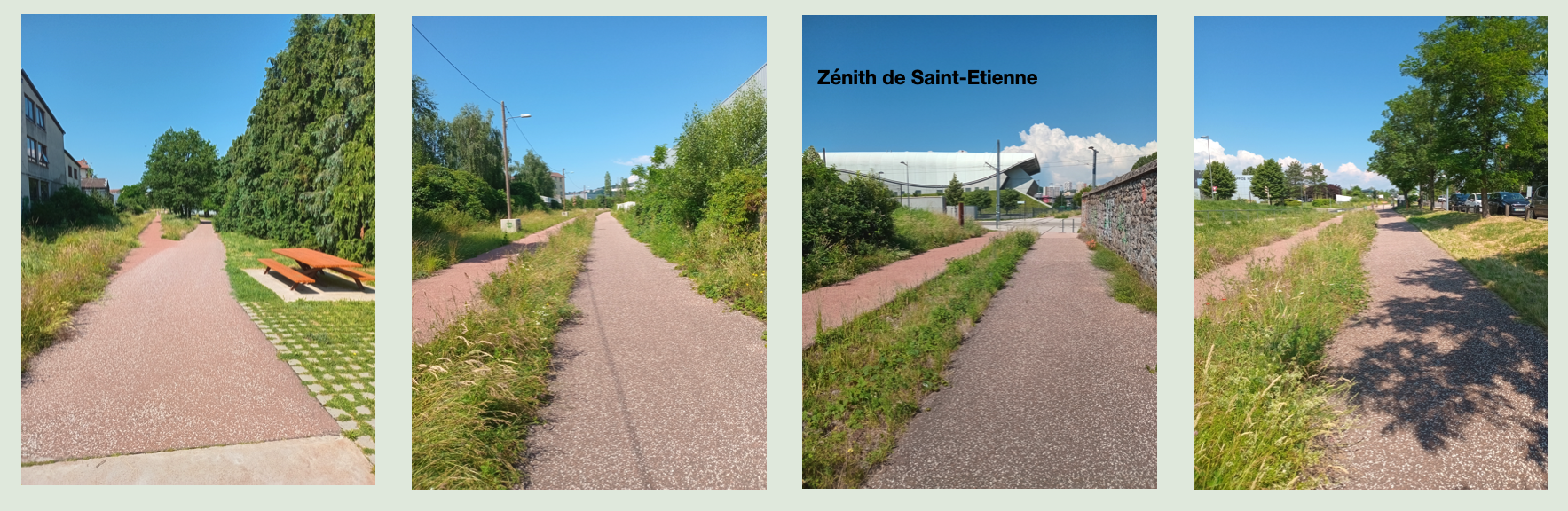 voie verte saint etienne voie verte memoire ferroviaire zenith stade geoffroy guichard steel ikea technopole ligne historique chemin de fer 1827 andrezieux bouthèon technopole