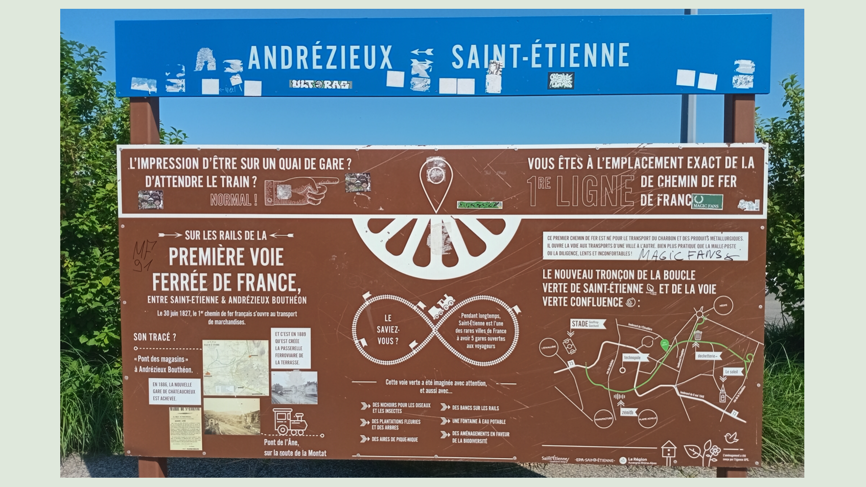 voie verte saint etienne voie verte memoire ferroviaire zenith stade geoffroy guichard steel ikea technopole ligne historique chemin de fer 1827 andrezieux bouthèon Quartier du soleil décheterie du soleil information