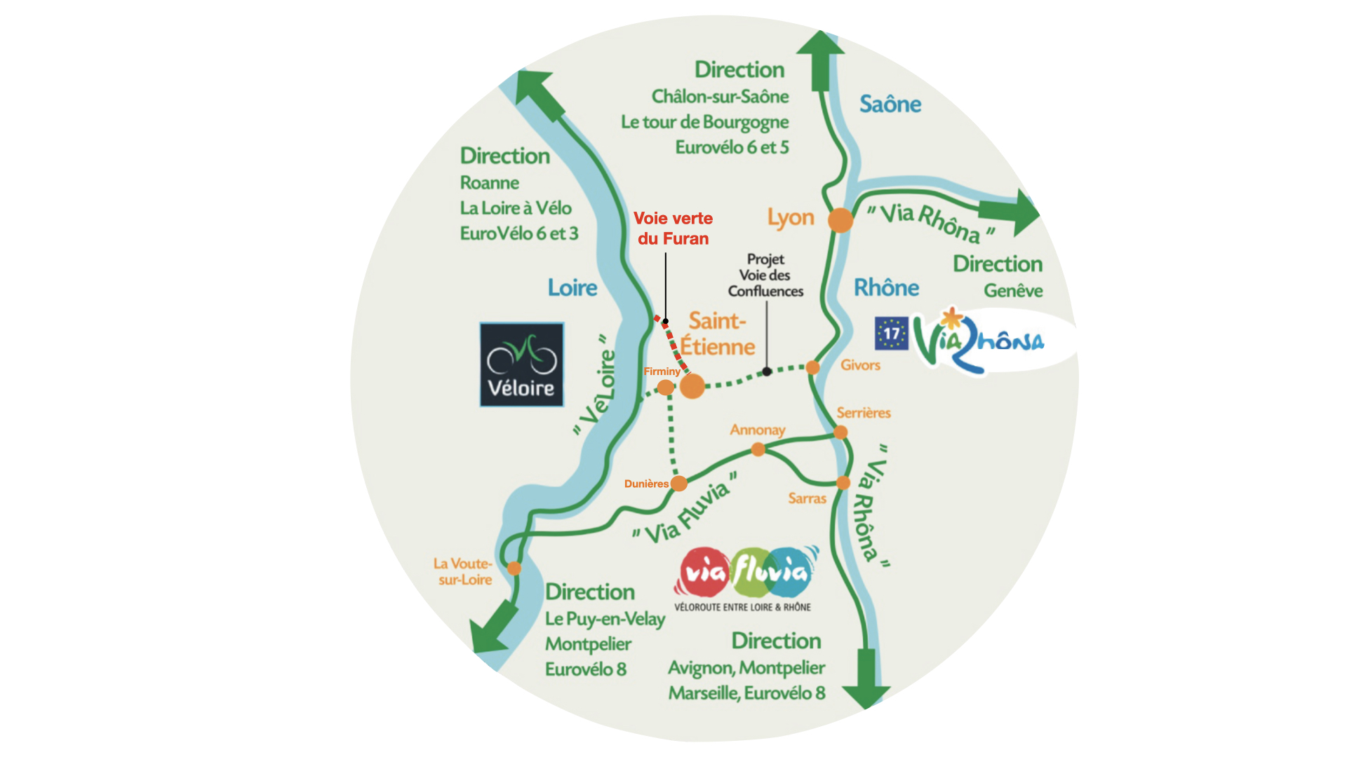 voie verte du Furan Cartographie dans le sud du département de la loire